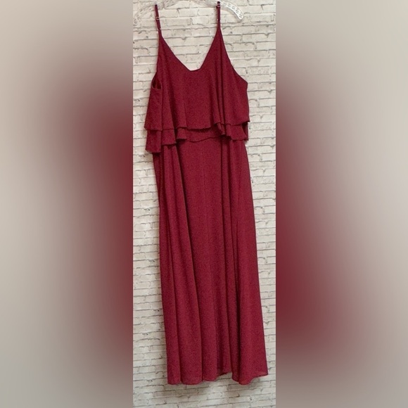Zenobia Women's XXXL Maxi Dress Burgundy Layered Ruffles Sleeveless Lined Long - Picture 4 of 15